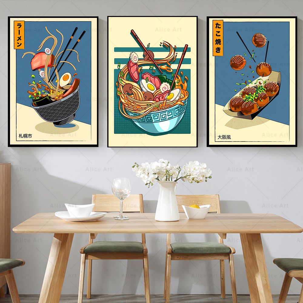 Japanese Food Lifestyle - Japon tarzı Poster mutfak gıda tuval