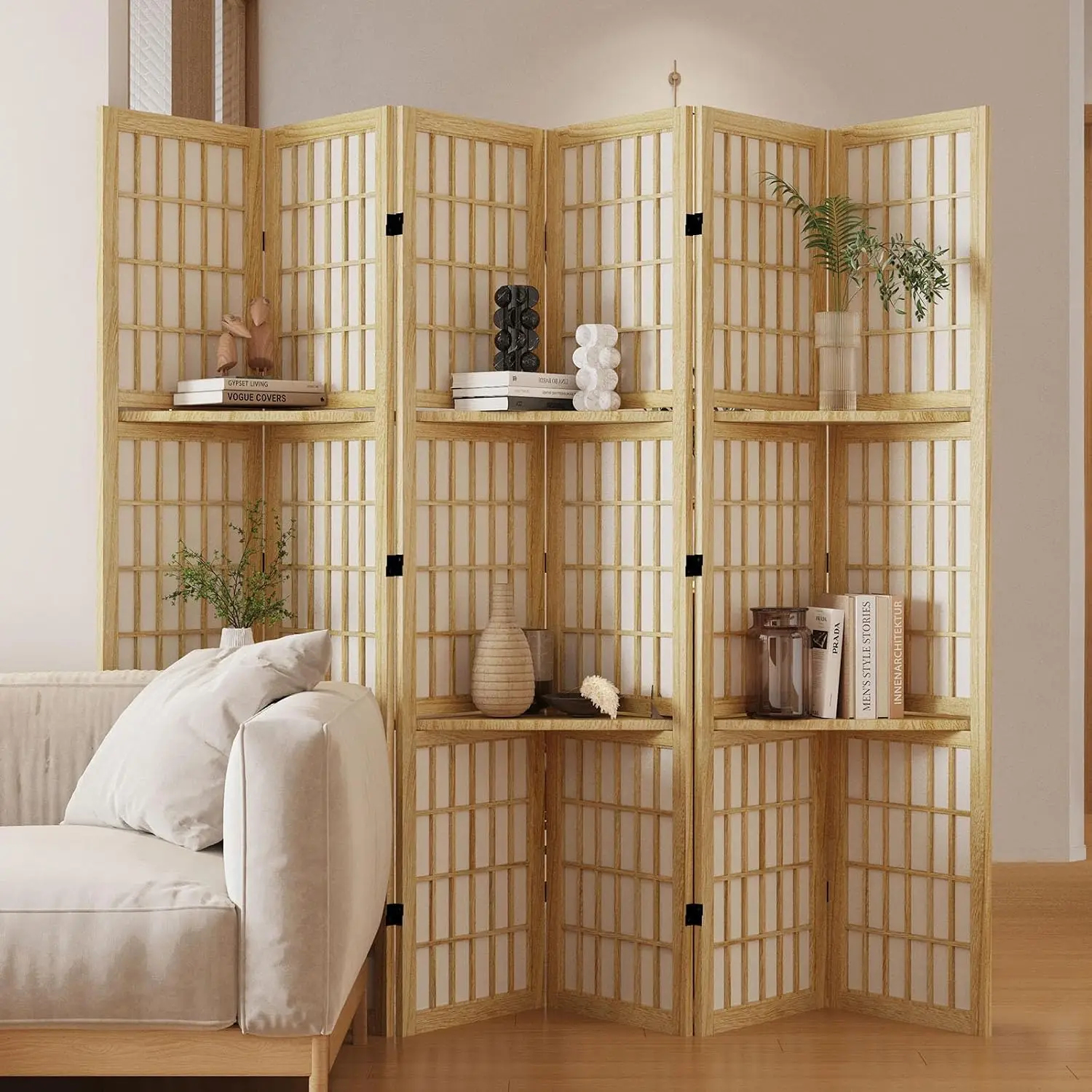 Shoji Screen Divider - Raflı Oda Bölücü, 66,9 İnç Yüksekliğinde