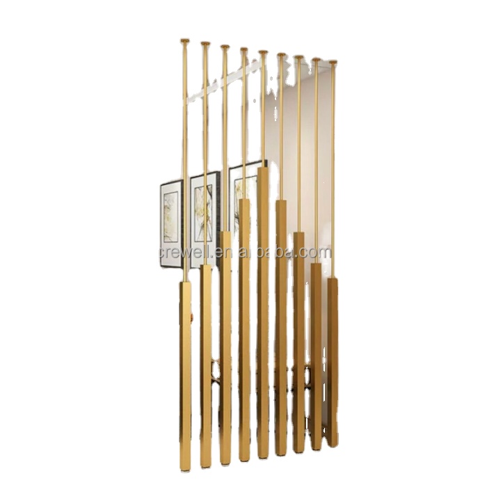 Shoji Screen Divider - Lüks Altın Metal Ayaklı Oda Bölücü
